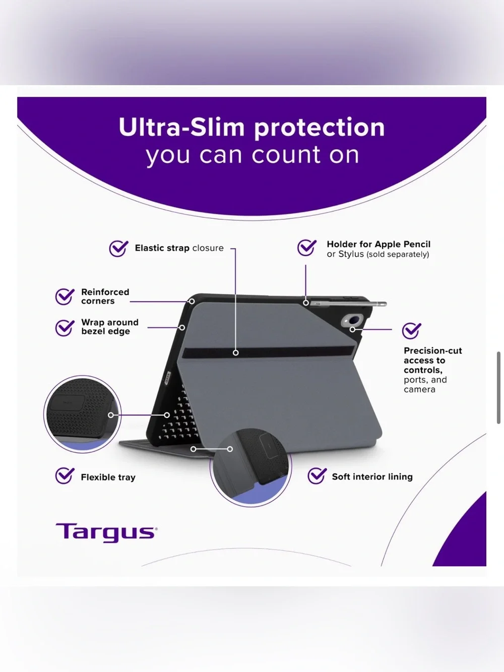 Targus Click-In Protective iPad Case in Black for iPad 10th Gen 10.9 inch
